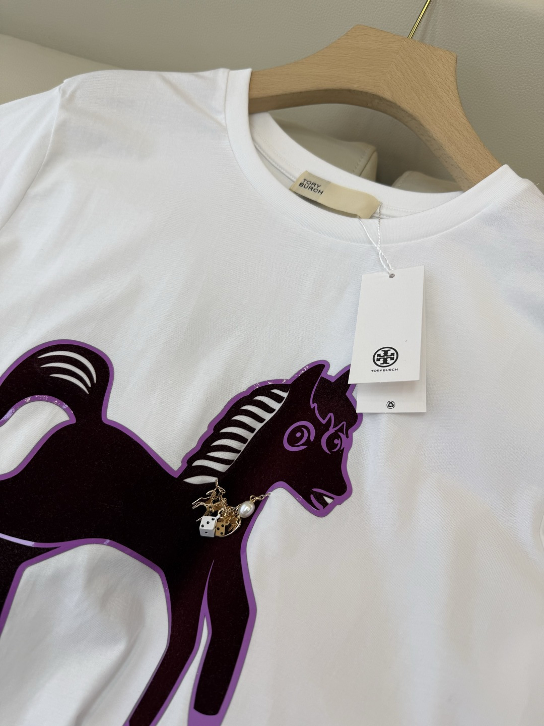 QG0167#新款T恤‼️Tory Burch 绣花 小马 短袖T恤 紫色 红色 SML