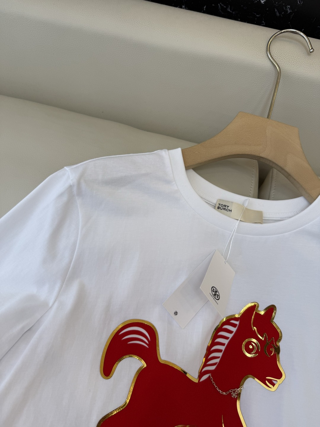 QG0167#新款T恤‼️Tory Burch 绣花 小马 短袖T恤 紫色 红色 SML