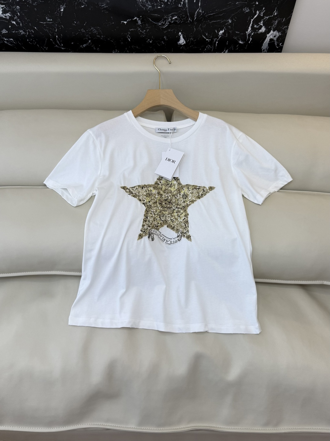 QG0166#新款T恤⚠️特批190‼️dior 顶级版 85% 棉 15% 麻 爱心 五角星⭐️短袖T