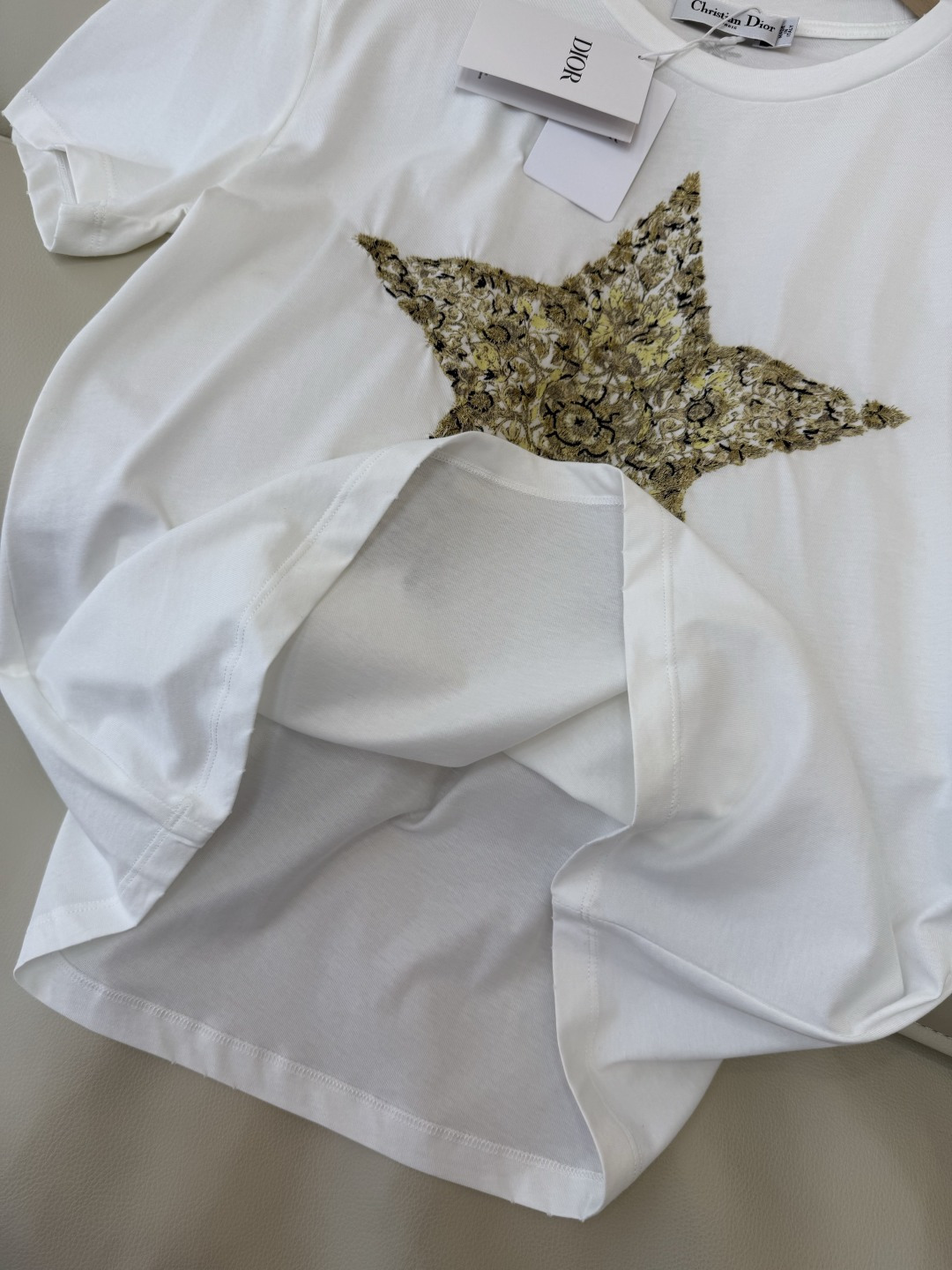 QG0166#新款T恤⚠️特批190‼️dior 顶级版 85% 棉 15% 麻 爱心 五角星⭐️短袖T