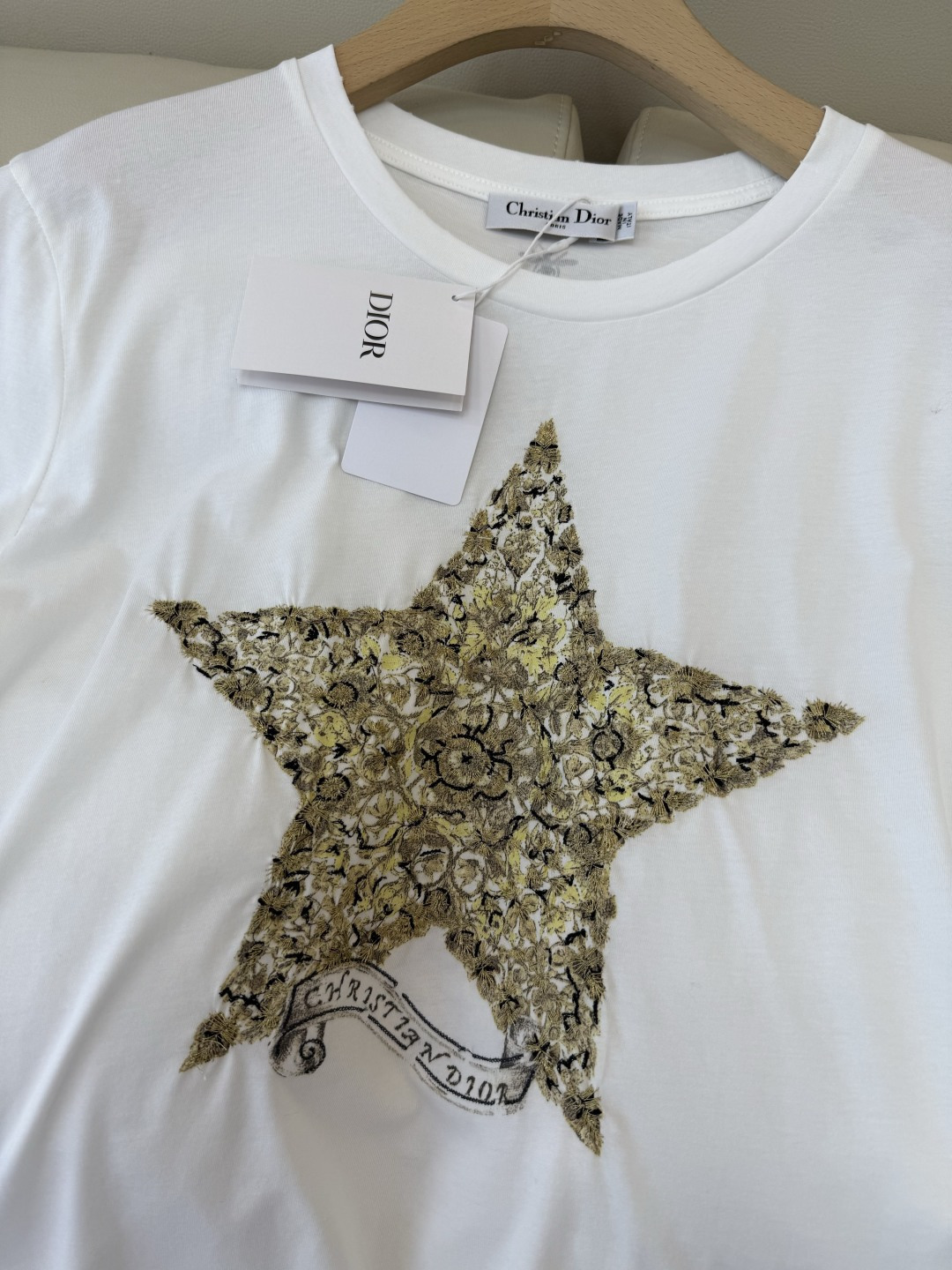 QG0166#新款T恤⚠️特批190‼️dior 顶级版 85% 棉 15% 麻 爱心 五角星⭐️短袖T