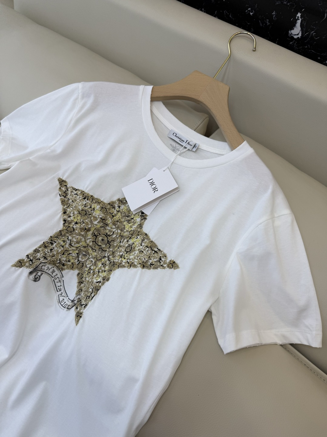 QG0166#新款T恤⚠️特批190‼️dior 顶级版 85% 棉 15% 麻 爱心 五角星⭐️短袖T
