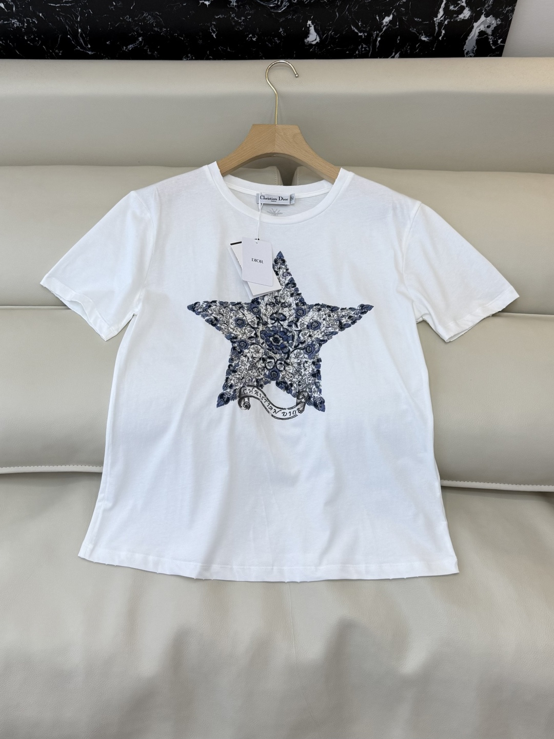 QG0166#新款T恤⚠️特批190‼️dior 顶级版 85% 棉 15% 麻 爱心 五角星⭐️短袖T