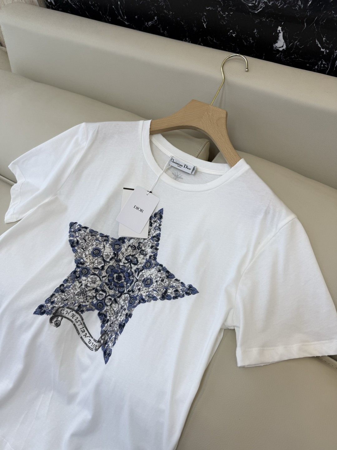 QG0166#新款T恤⚠️特批190‼️dior 顶级版 85% 棉 15% 麻 爱心 五角星⭐️短袖T