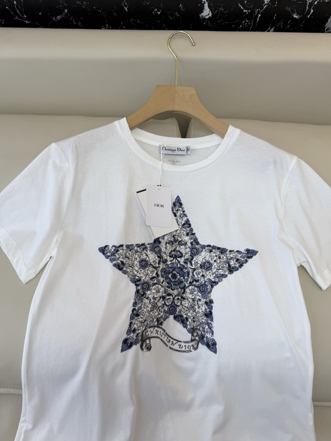 QG0166#新款T恤⚠️特批190‼️dior 顶级版 85% 棉 15% 麻 爱心 五角星⭐️短袖T