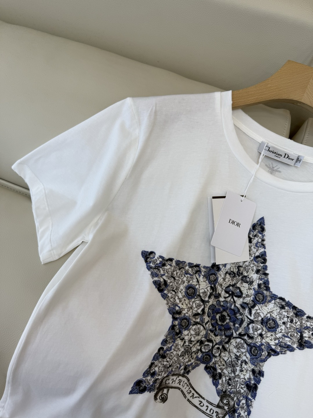 QG0166#新款T恤⚠️特批190‼️dior 顶级版 85% 棉 15% 麻 爱心 五角星⭐️短袖T