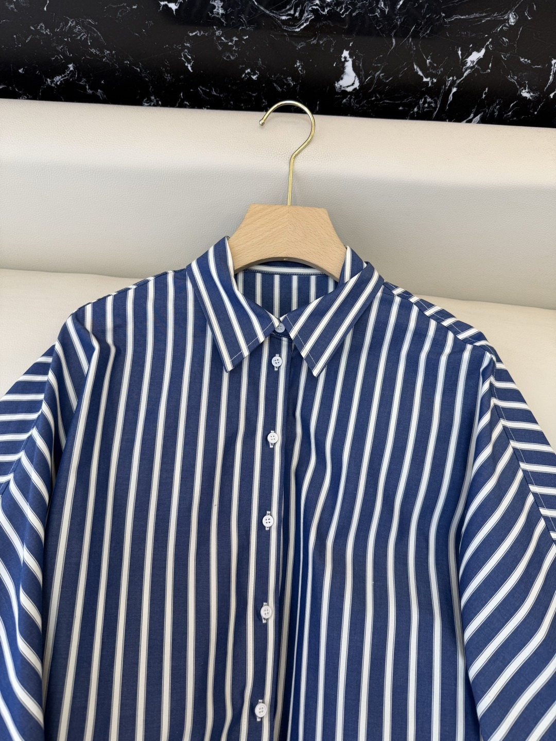 QD8071#新款衬衫🌾BC 最新款条纹 宽松袖 衬衫 蓝色 36/38/40/42