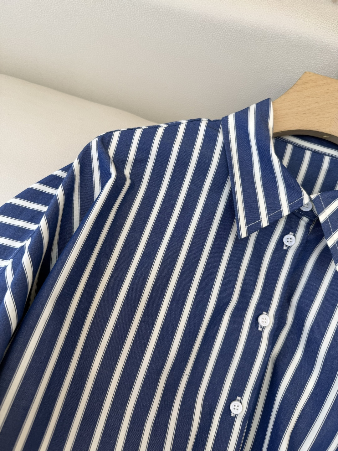 QD8071#新款衬衫🌾BC 最新款条纹 宽松袖 衬衫 蓝色 36/38/40/42