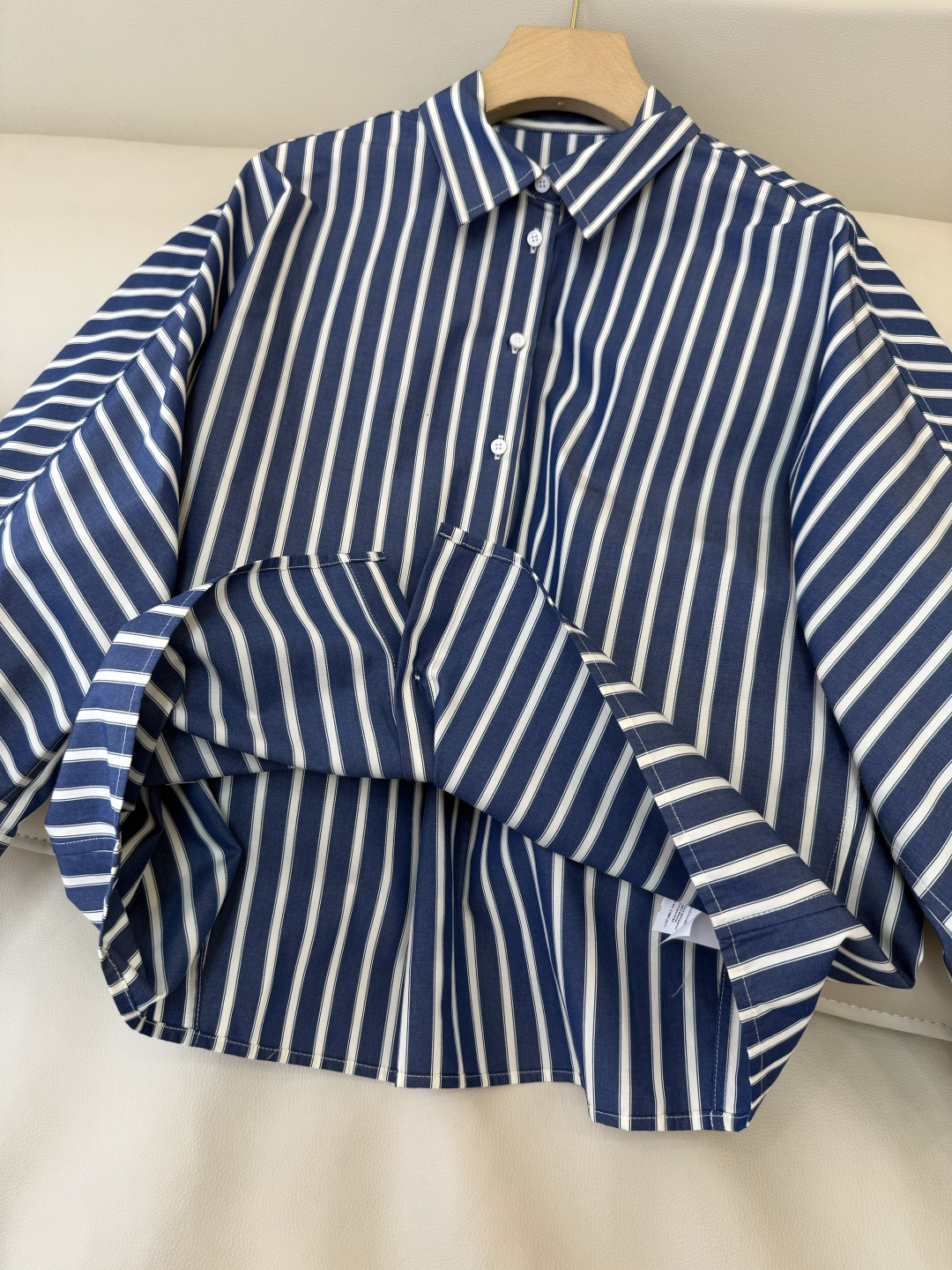 QD8071#新款衬衫🌾BC 最新款条纹 宽松袖 衬衫 蓝色 36/38/40/42