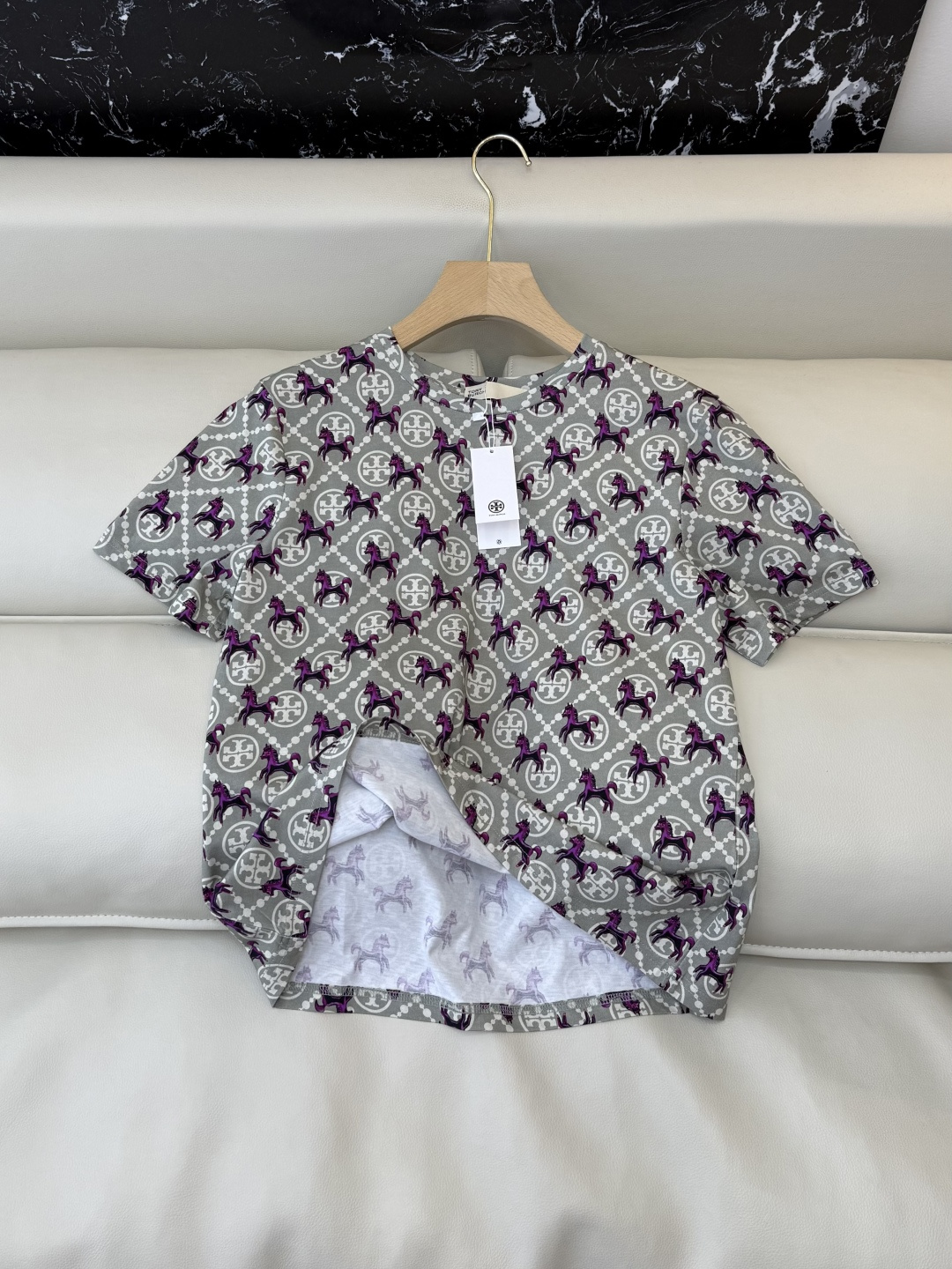 QG0169#新款T恤‼️Tory Burch 字母印花 短袖T恤 白色 SML