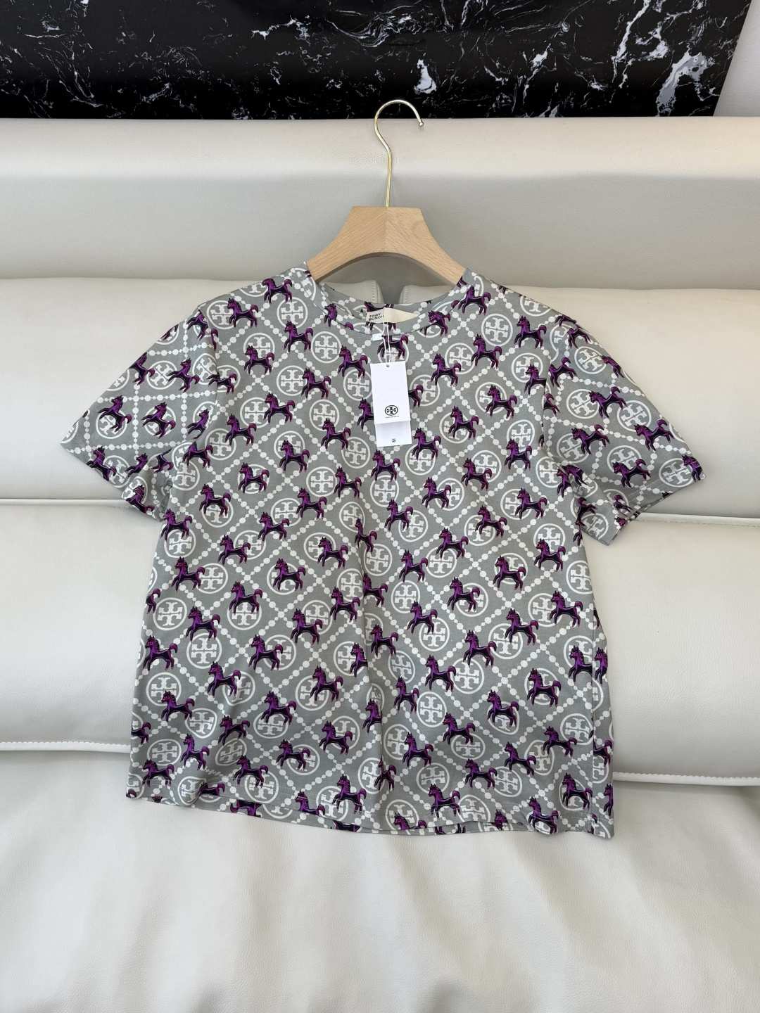 QG0169#新款T恤‼️Tory Burch 字母印花 短袖T恤 白色 SML