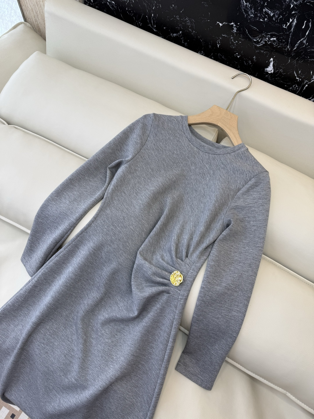 YZ002#新款连衣裙‼️YSL 显瘦修身长袖连衣裙 灰色 SML