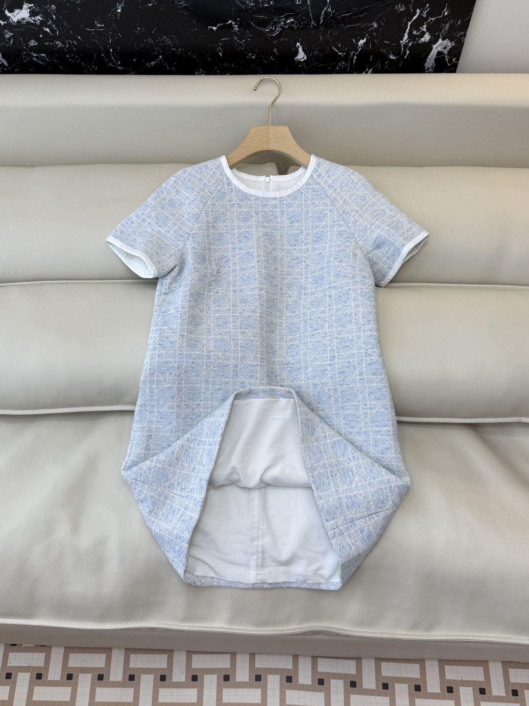 YZ004#新款连衣裙P‼️Dior 短袖 高贵典雅连衣裙 蓝色 粉色 SML