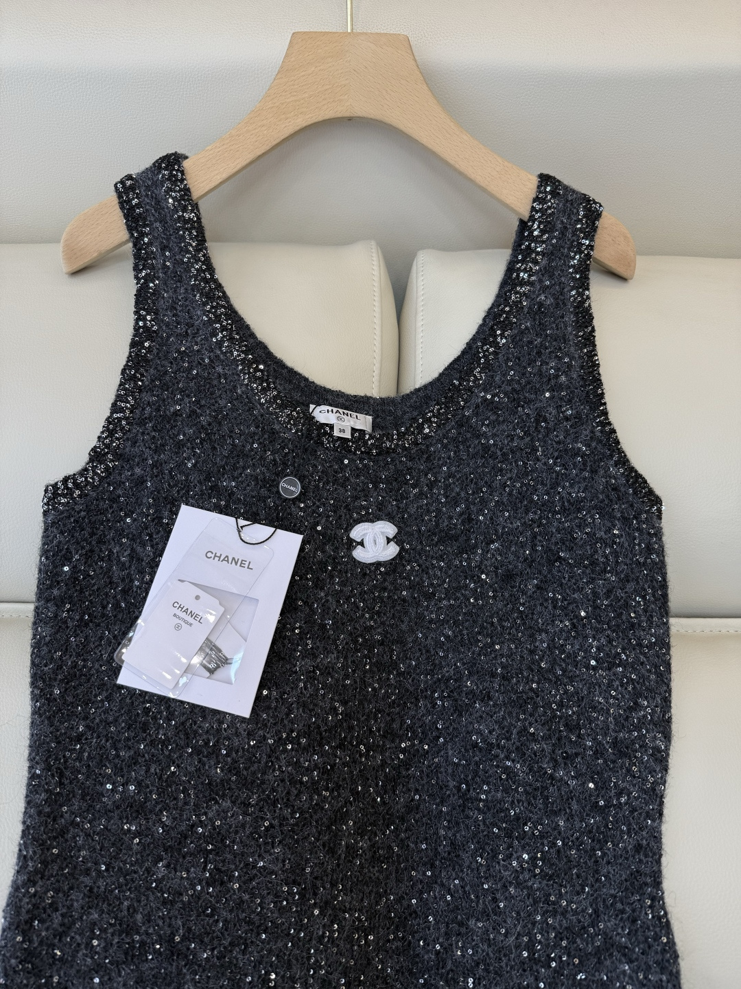 YZ003#新款连衣裙P‼️Chanel U型领 无袖显瘦 闪闪连衣裙 36/38/40