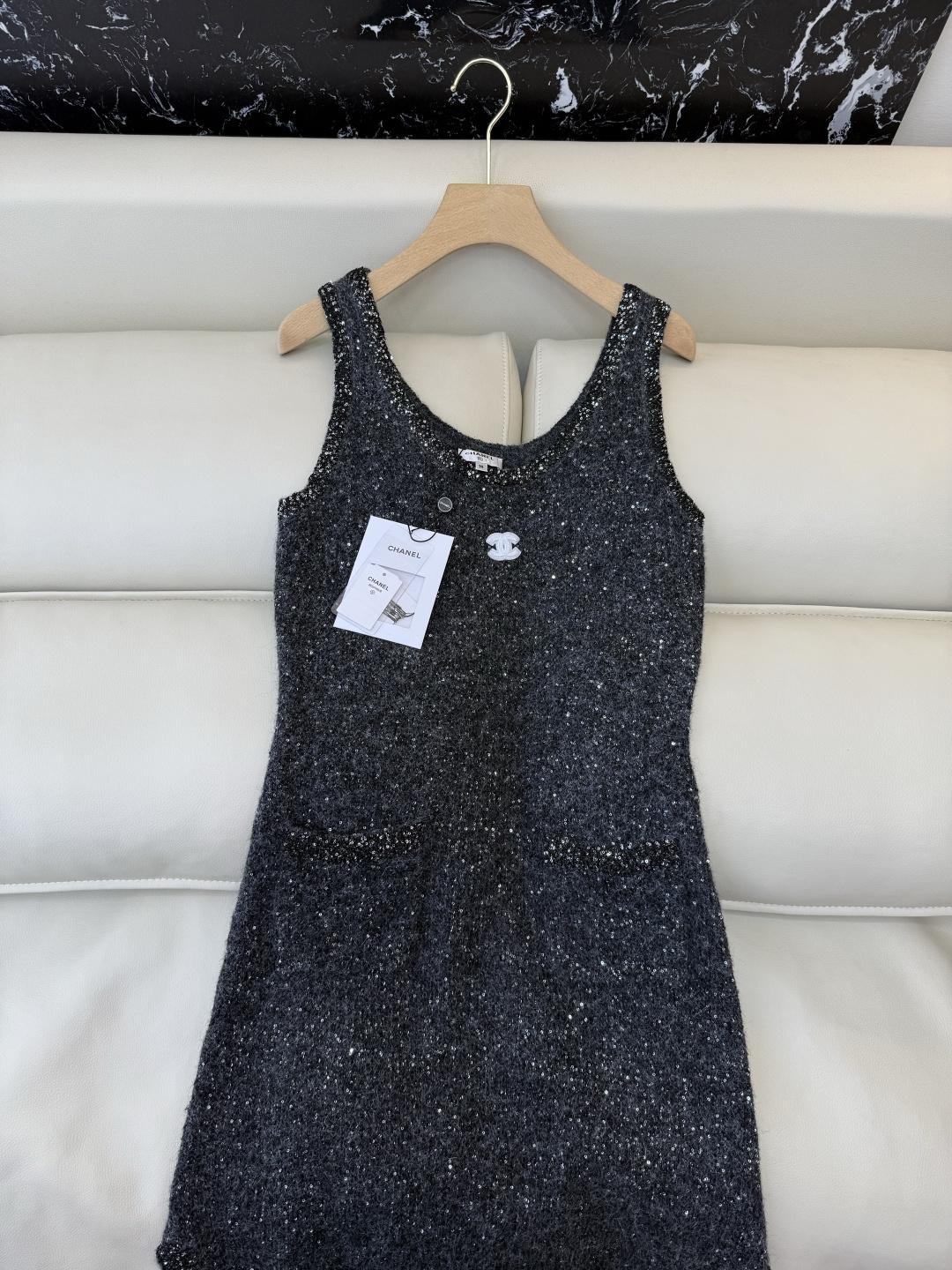YZ003#新款连衣裙P‼️Chanel U型领 无袖显瘦 闪闪连衣裙 36/38/40