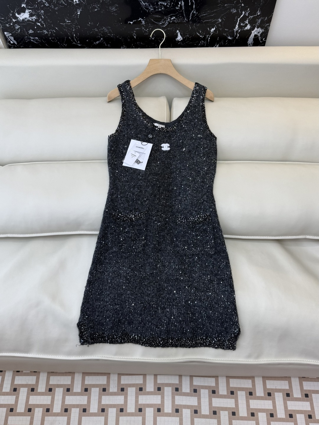 YZ003#新款连衣裙P‼️Chanel U型领 无袖显瘦 闪闪连衣裙 36/38/40