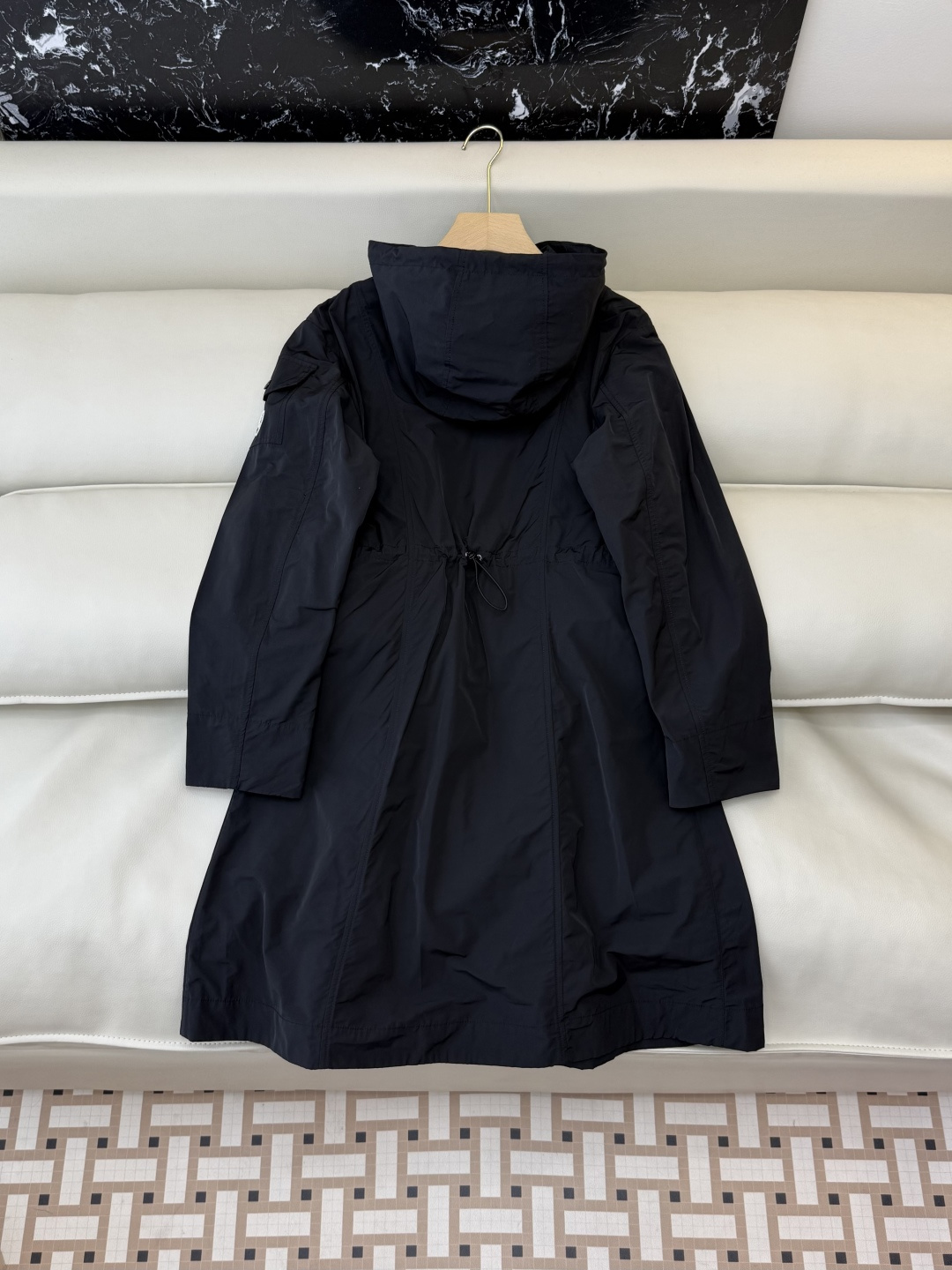 M2362-L#新款外套⚠️🌾 Mon 顶级版‼️ 防风 带帽 长款 外套风衣 黑色 杏色  0-1-2码 