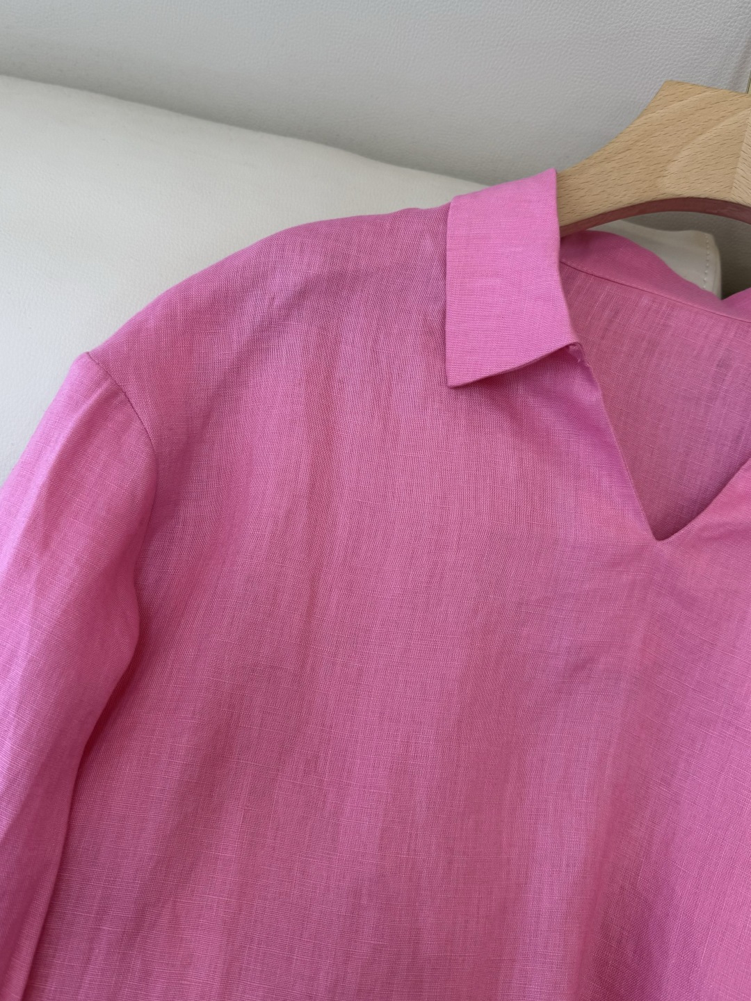 QX006#新款上衣‼️BC 烫钻 长袖 100% 亚麻上衣 玫红色 SMLXL