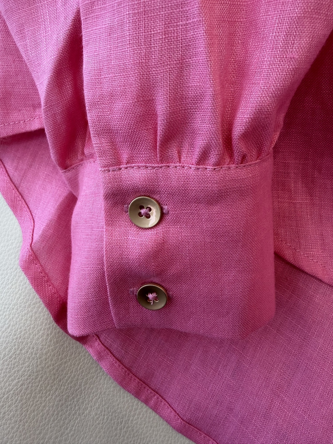 QX006#新款上衣‼️BC 烫钻 长袖 100% 亚麻上衣 玫红色 SMLXL