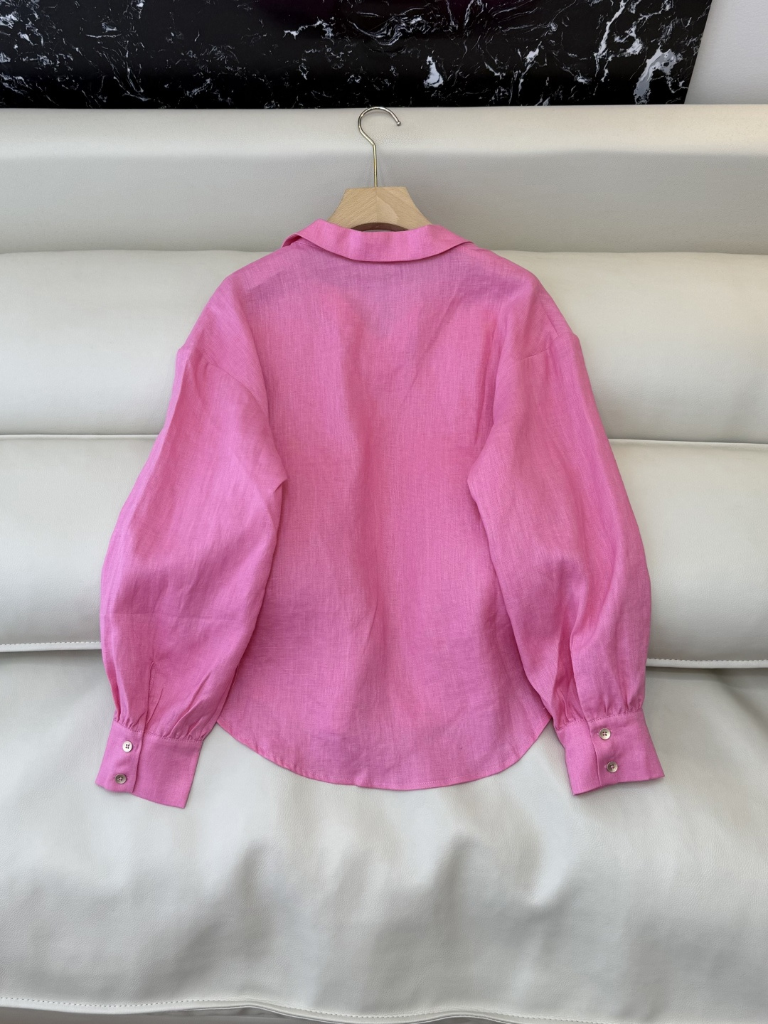 QX006#新款上衣‼️BC 烫钻 长袖 100% 亚麻上衣 玫红色 SMLXL