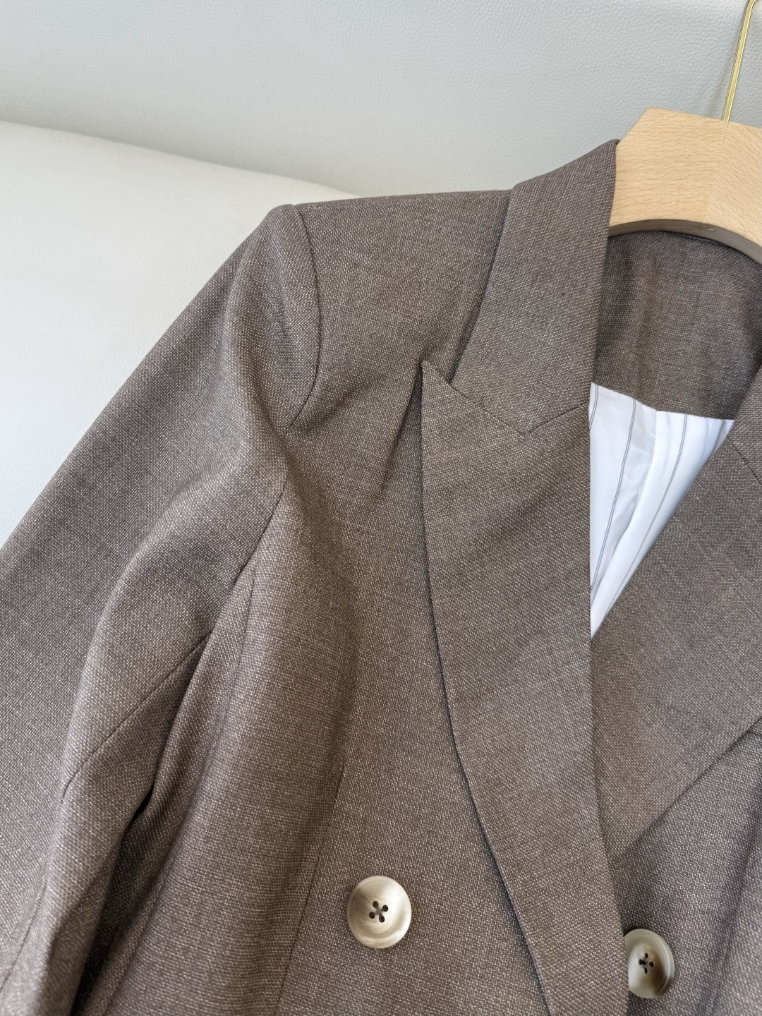 QX004#新款外套‼️70%亚麻 双排扣 长袖西装外套 SMLXL