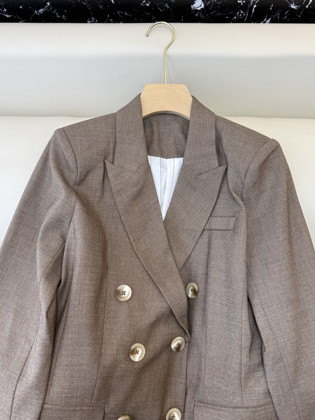 QX004#新款外套‼️70%亚麻 双排扣 长袖西装外套 SMLXL