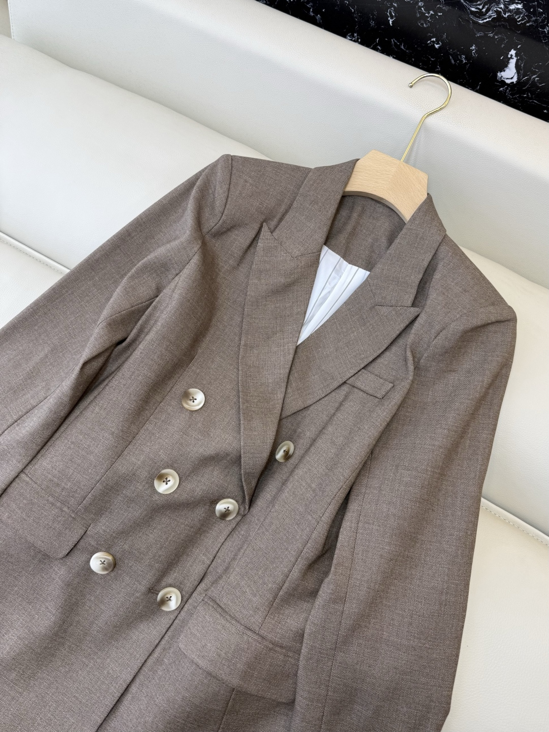 QX004#新款外套‼️70%亚麻 双排扣 长袖西装外套 SMLXL
