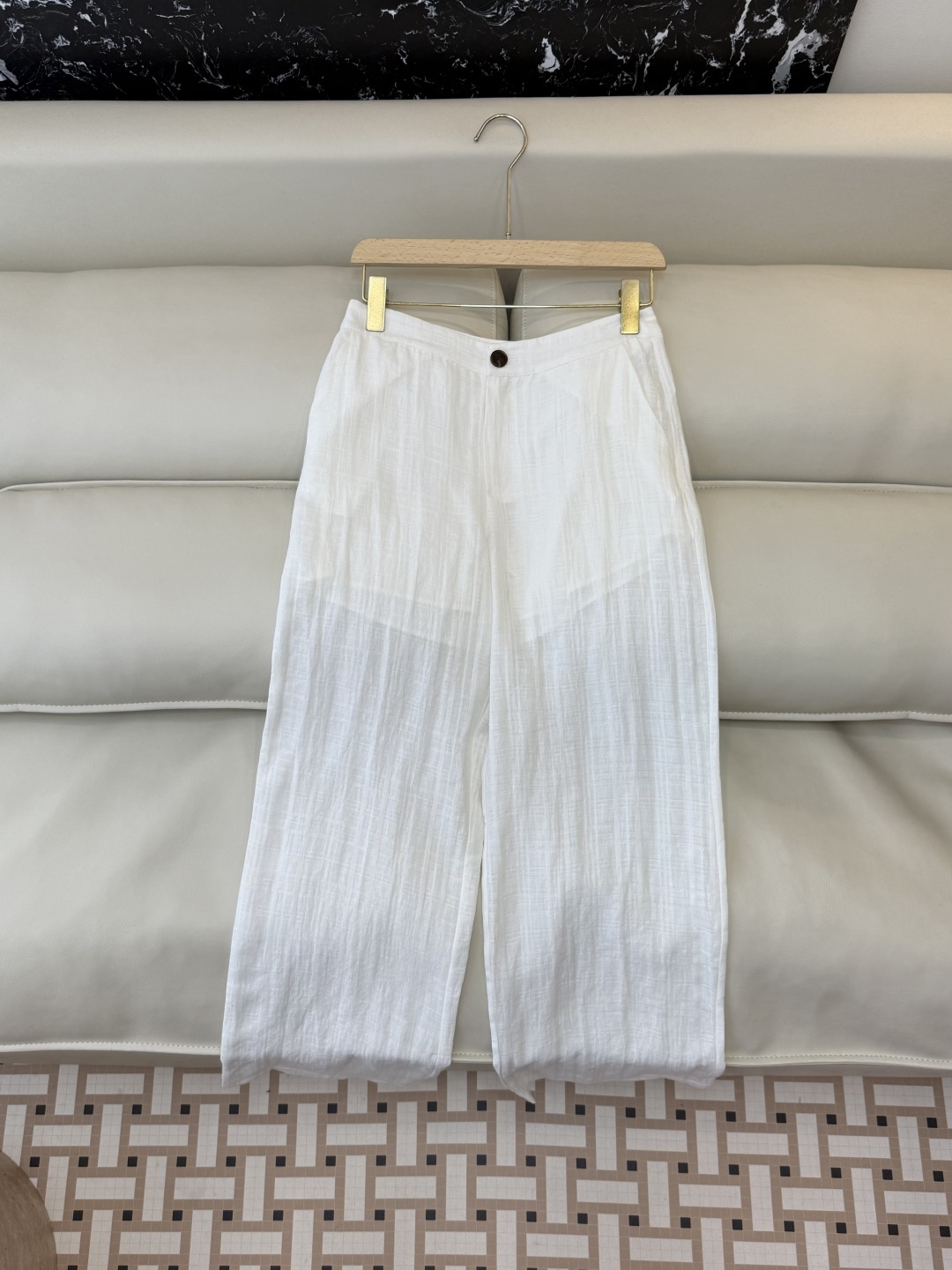 QX005#新款套装‼️极简风 100% 纯亚麻 长袖西装外套➕长裤套装 卡其色 白色 SMLXL