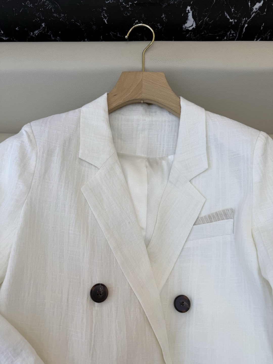 QX005#新款套装‼️极简风 100% 纯亚麻 长袖西装外套➕长裤套装 卡其色 白色 SMLXL