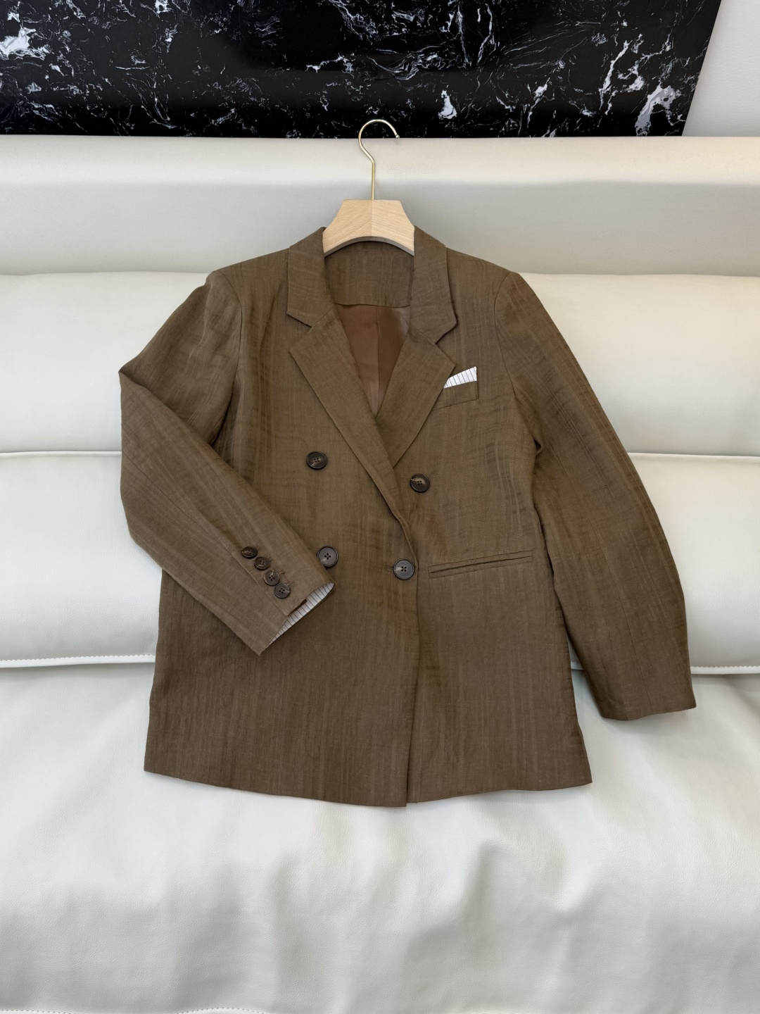 QX005#新款套装‼️极简风 100% 纯亚麻 长袖西装外套➕长裤套装 卡其色 白色 SMLXL