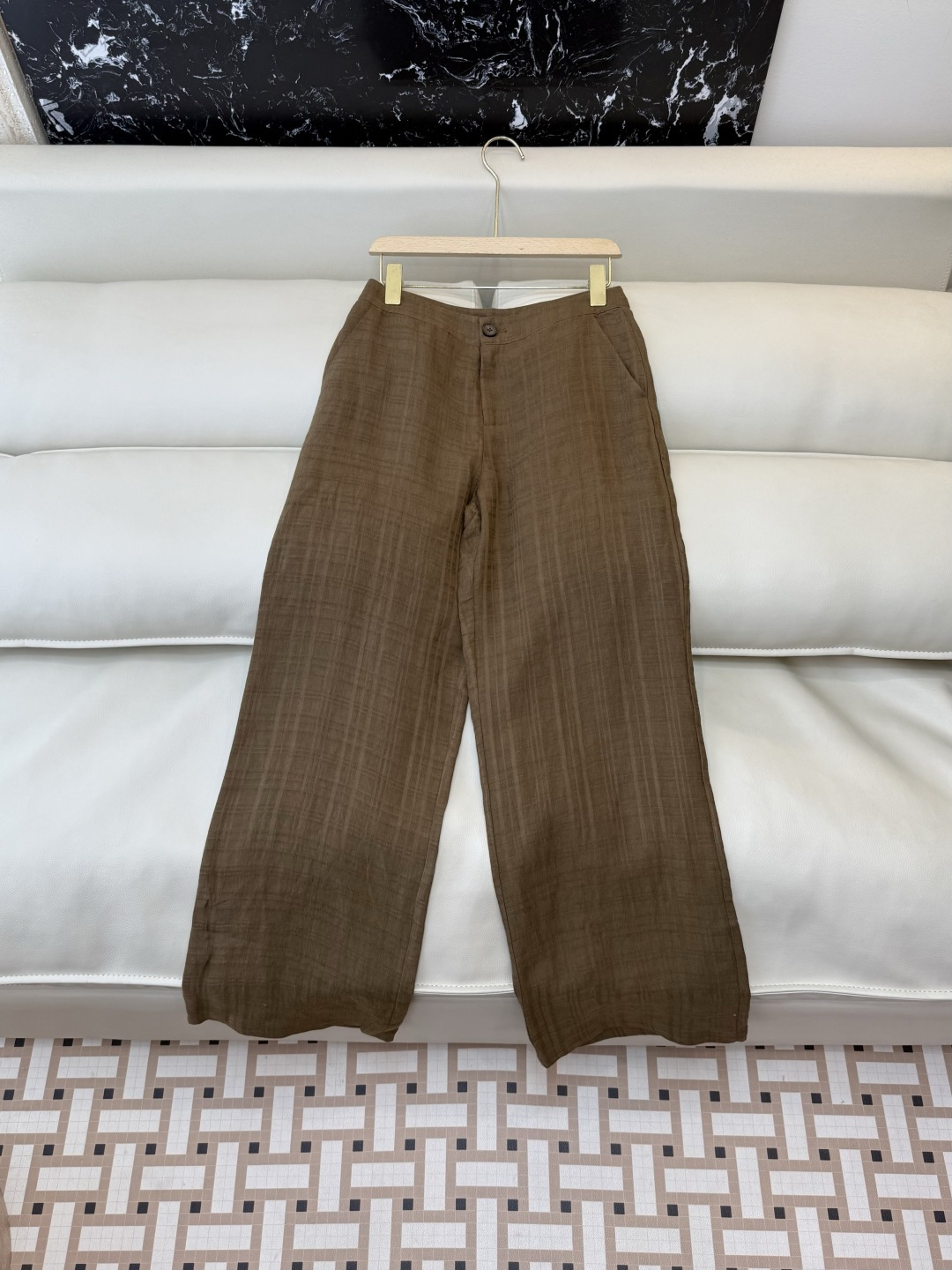 QX005#新款套装‼️极简风 100% 纯亚麻 长袖西装外套➕长裤套装 卡其色 白色 SMLXL