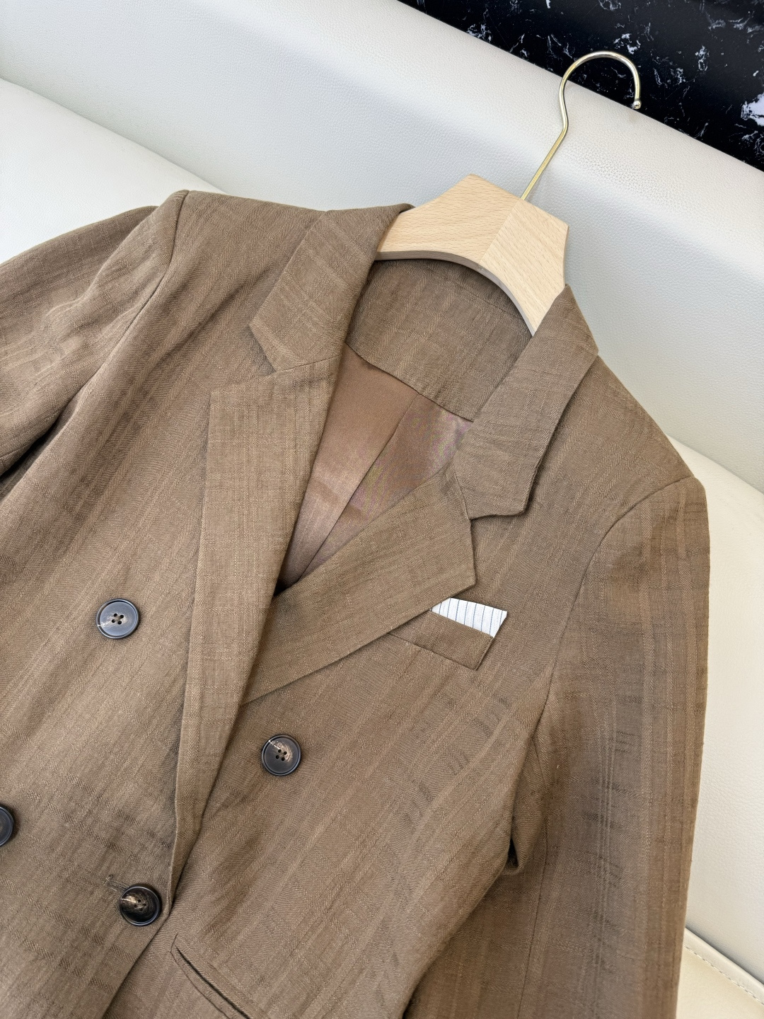 QX005#新款套装‼️极简风 100% 纯亚麻 长袖西装外套➕长裤套装 卡其色 白色 SMLXL