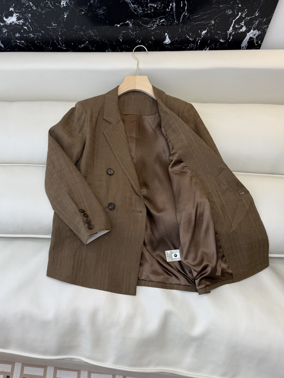 QX005#新款套装‼️极简风 100% 纯亚麻 长袖西装外套➕长裤套装 卡其色 白色 SMLXL
