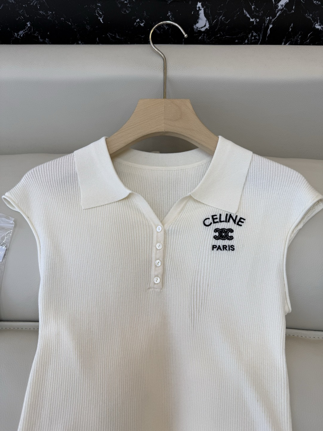 AW049#新款上衣P‼️Celine 字母绣花 短袖针织裙上衣 四色 SML