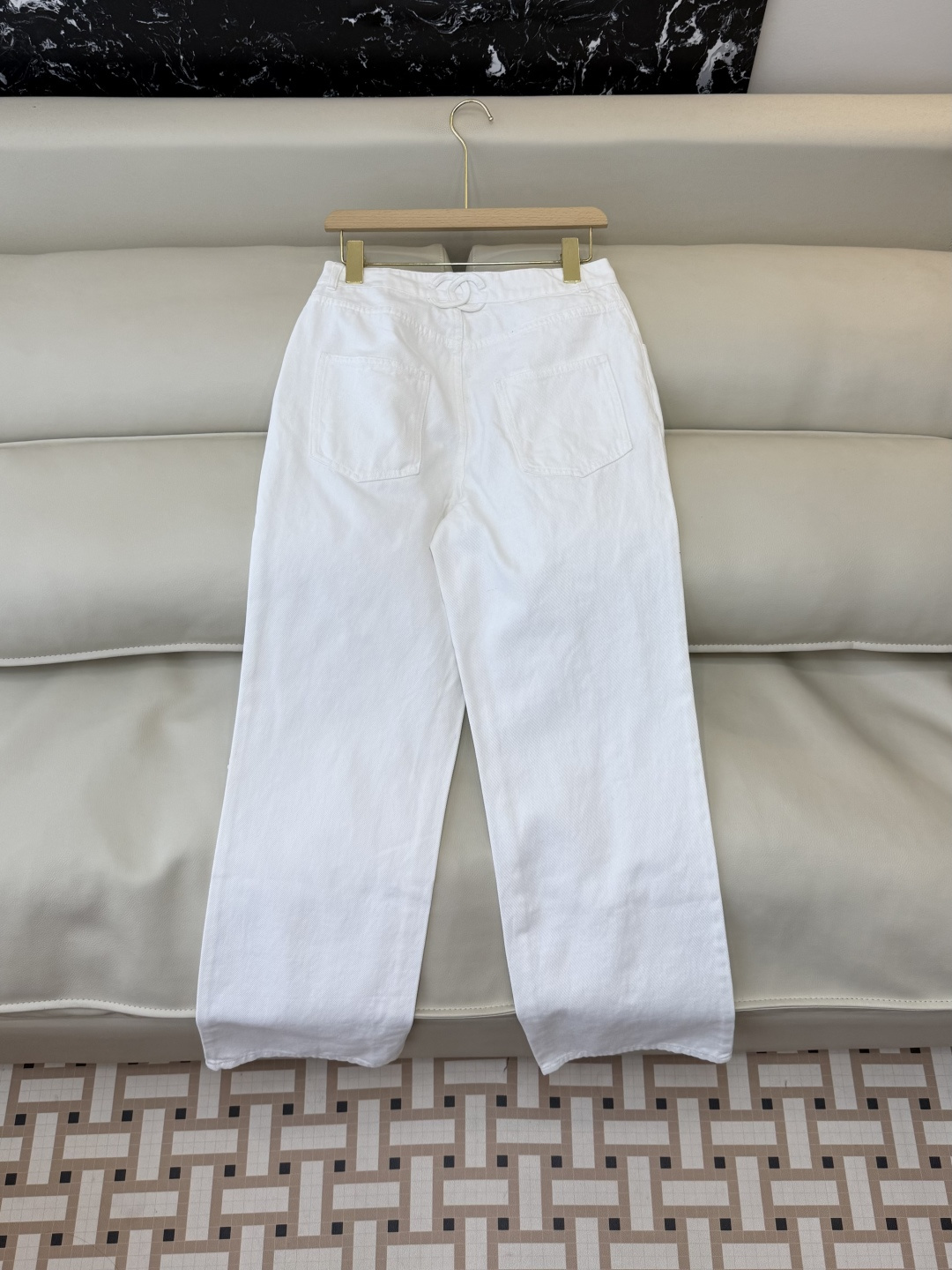 GU044#新款牛仔裤‼️小香 双C 牛仔长裤 白色 蓝色 36/38/40/42