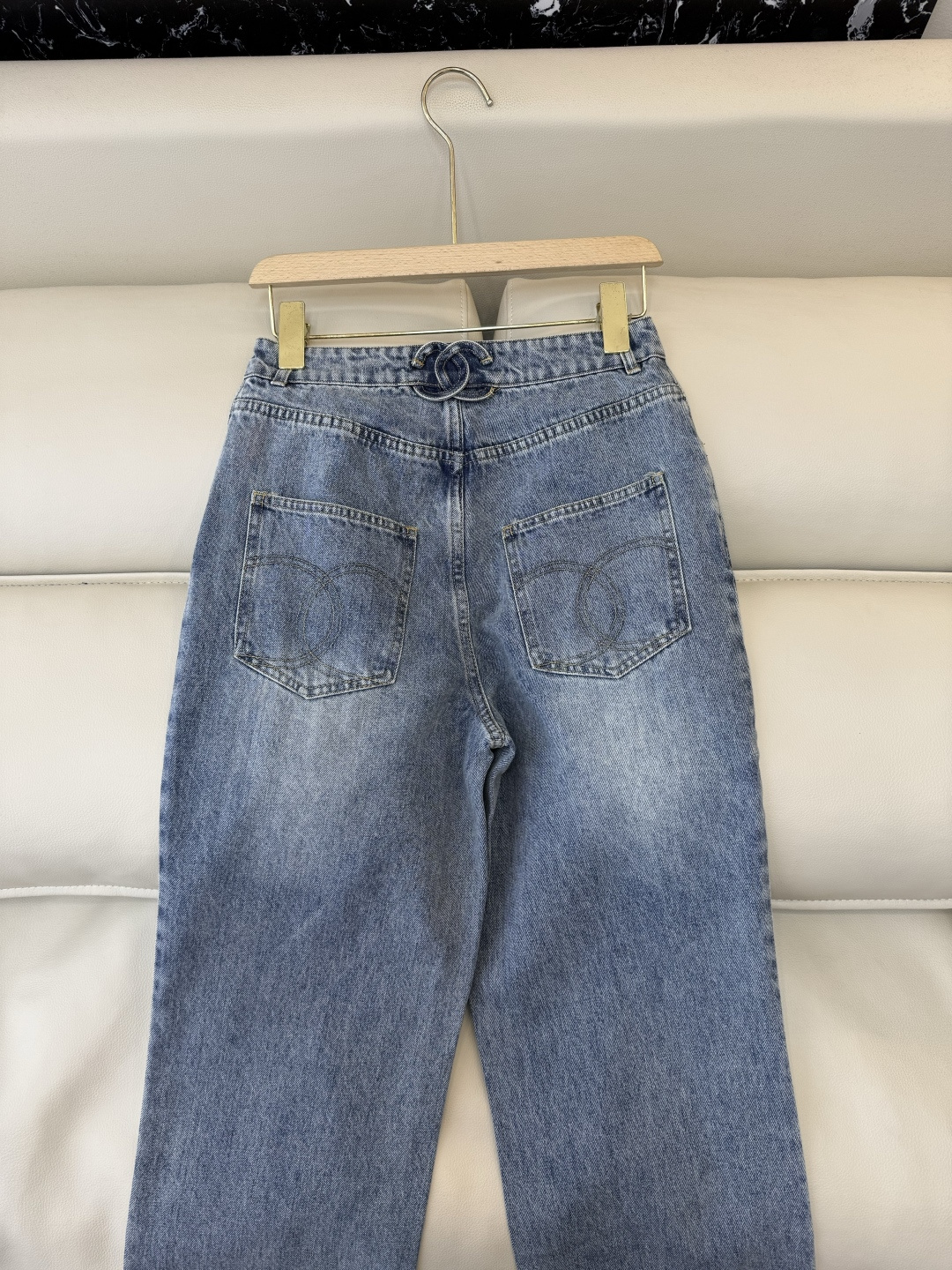 GU044#新款牛仔裤‼️小香 双C 牛仔长裤 白色 蓝色 36/38/40/42