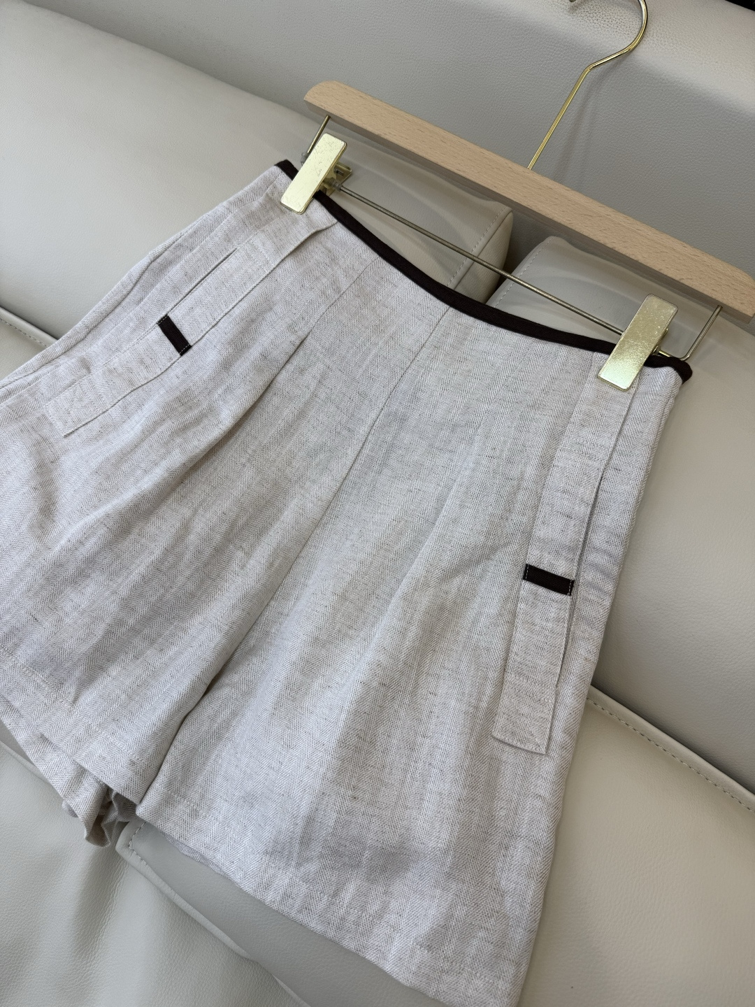 XM014#新款套装。极简风 亚麻马甲➕短裤套装 麻本色 SM L