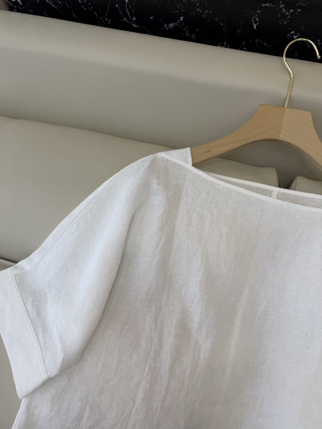 XM015#新款套装。ES 风格 100% 麻 短袖上衣➕绣花长半裙 套装 咖色 白色 SMLXL