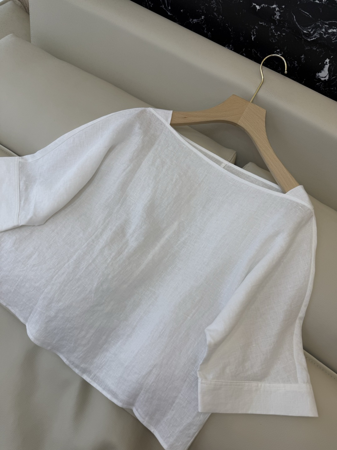 XM015#新款套装。ES 风格 100% 麻 短袖上衣➕绣花长半裙 套装 咖色 白色 SMLXL