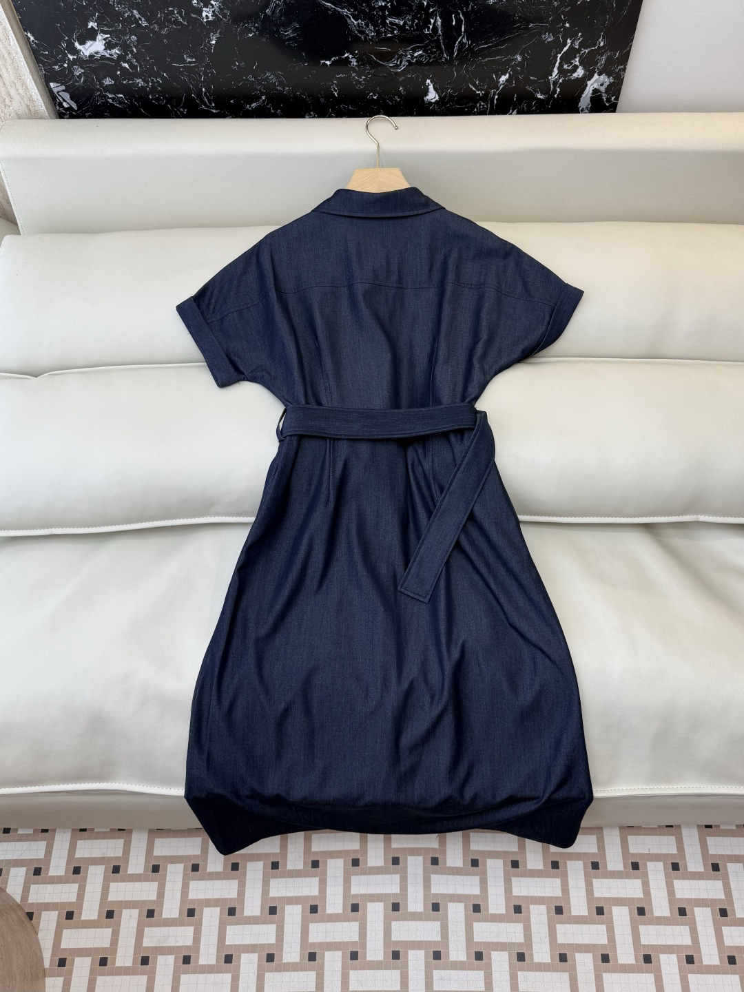 AQ005#新款连衣裙‼️Dior 短袖显瘦 牛仔棉连衣裙 蓝色 SML