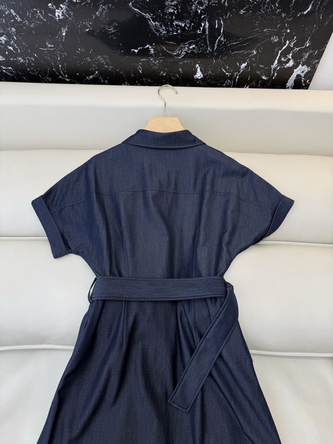 AQ005#新款连衣裙‼️Dior 短袖显瘦 牛仔棉连衣裙 蓝色 SML