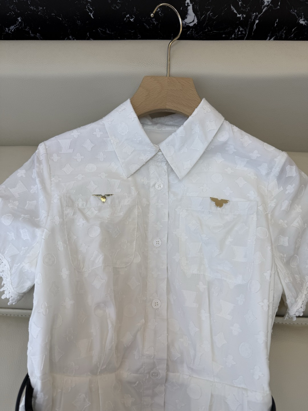 AW061#新款连衣裙‼️L V 提花显瘦修身 连衣裙 黑色 白色 SM L