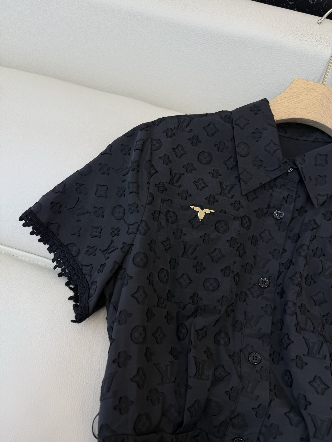 AW061#新款连衣裙‼️L V 提花显瘦修身 连衣裙 黑色 白色 SM L