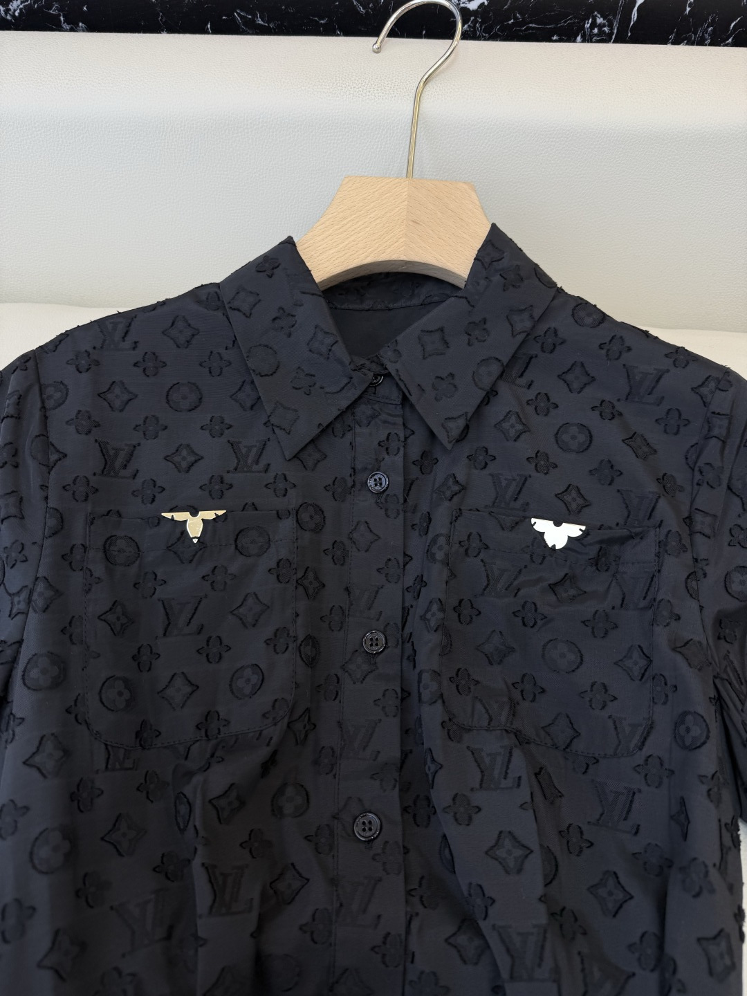 AW061#新款连衣裙‼️L V 提花显瘦修身 连衣裙 黑色 白色 SM L