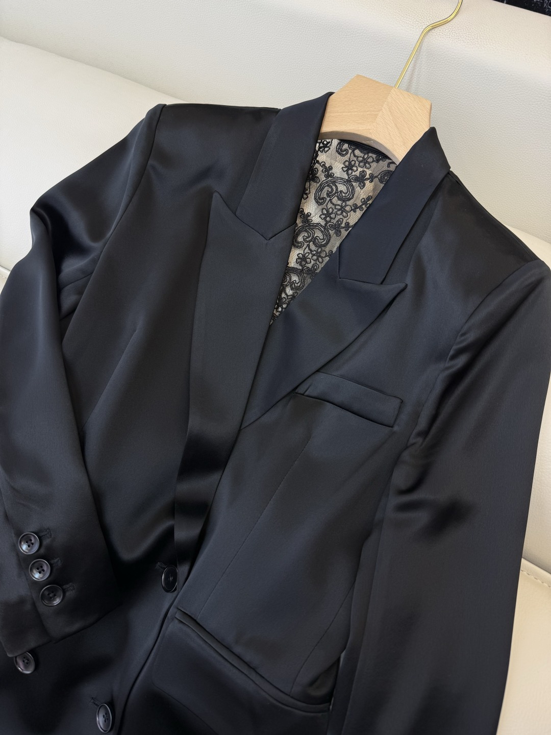 XZ0159#新款外套。YSL 蕾丝绣花镂空 长袖醋酸 外套 黑色 白色 SMLXL