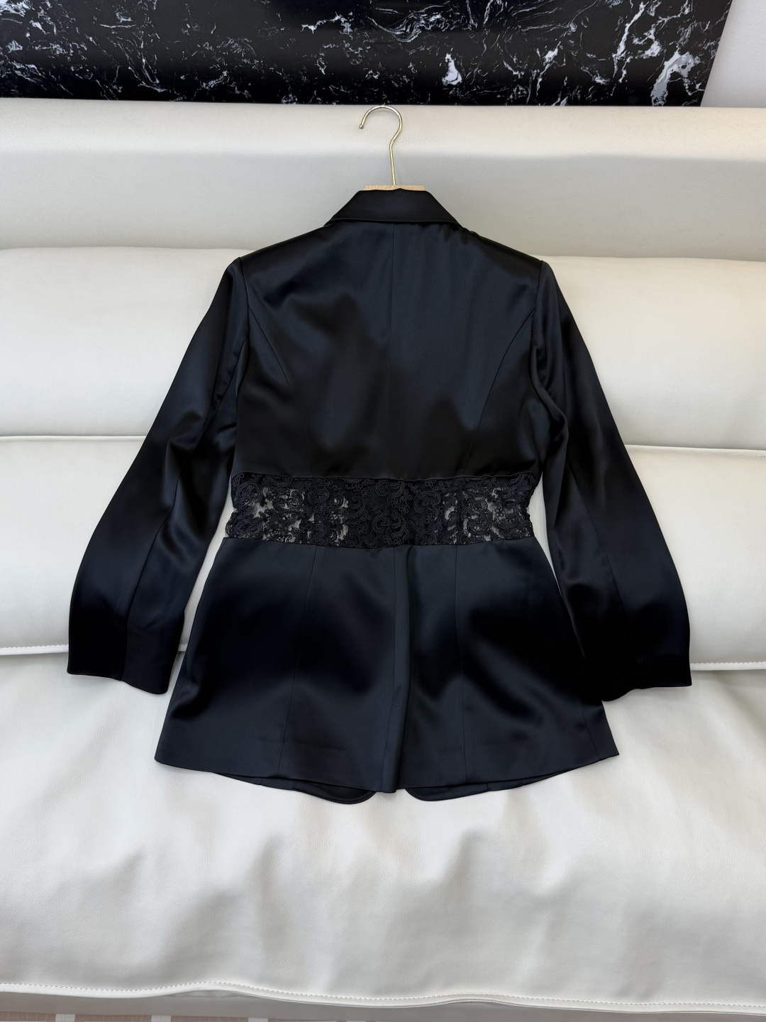 XZ0158#新款外套。YSL 蕾丝绣花镂空 长袖醋酸 外套 黑色 白色 SMLXL