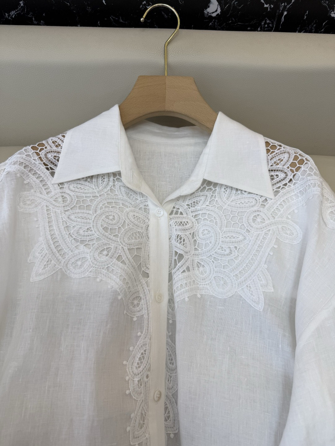 XZ0155#新款衬衫。zimm 镂空绣花 亚麻 长袖衬衫 白色 SM LXL