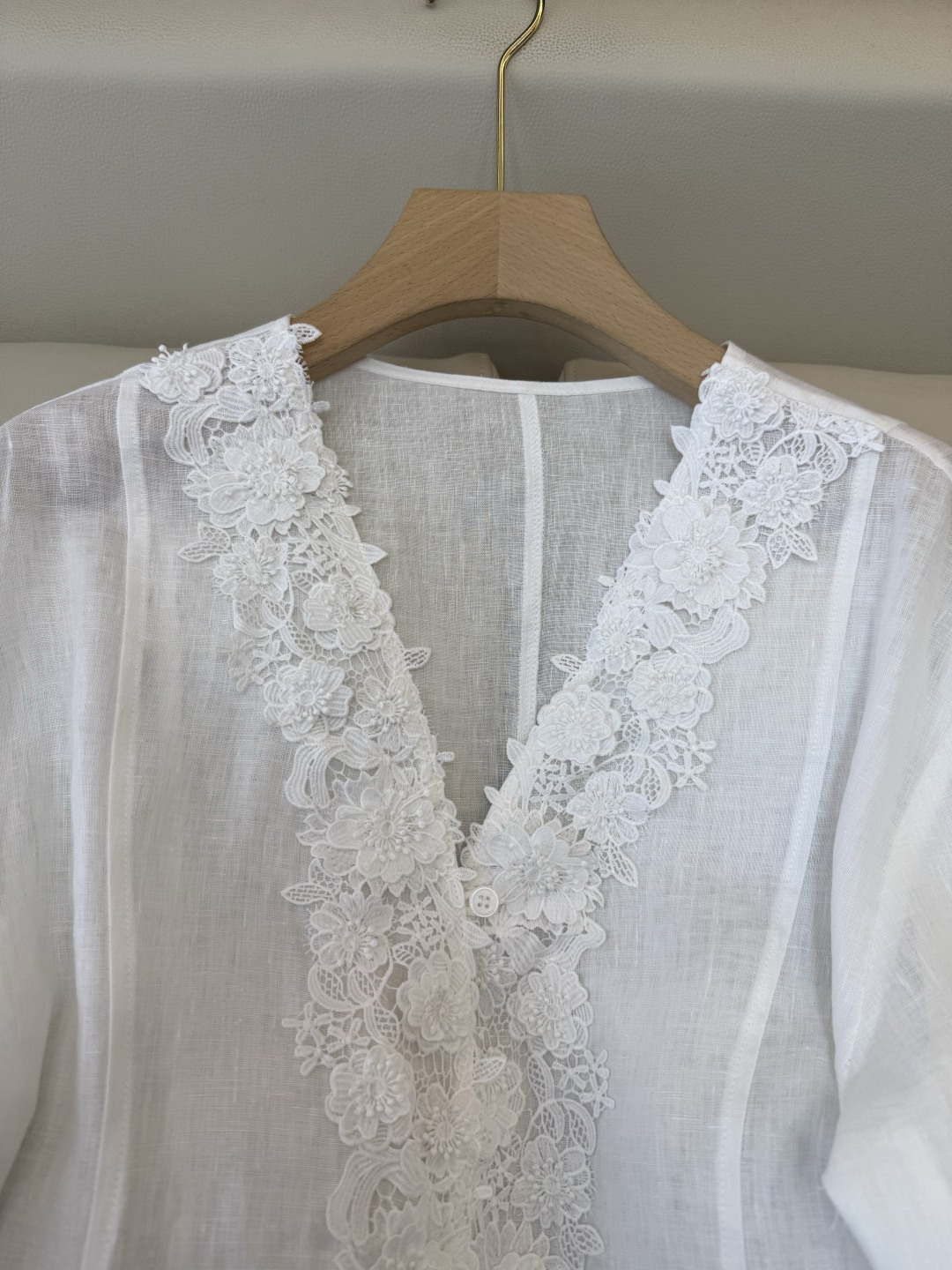 XZ0154#新款衬衫。zimm 立体绣花 100%亚麻 长袖衬衫 白色 SM LXL