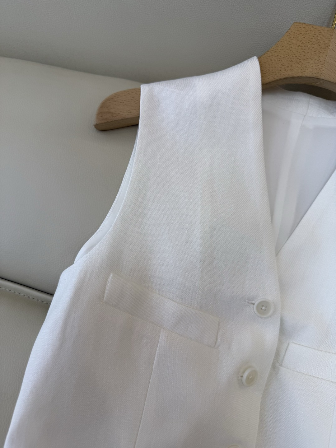 XZ0120#新款套装。劳夫劳伦 超级大爆款 30% 亚麻 70% 天丝 马甲➕长裤 套装 杏色 白色 