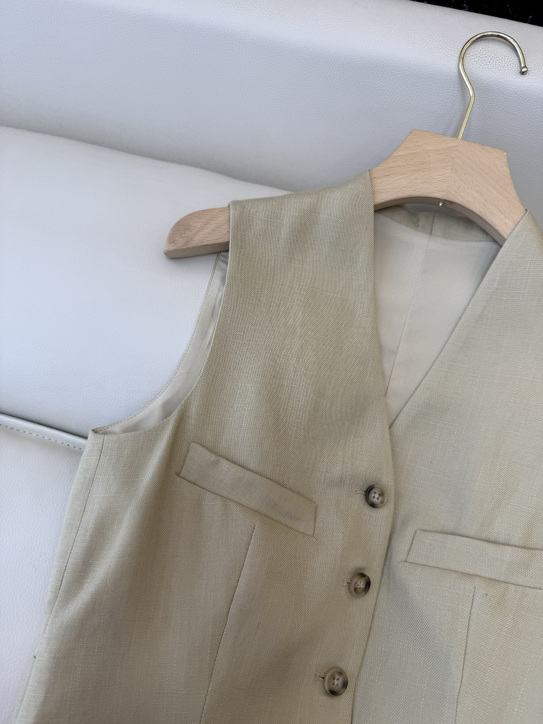 XZ0120#新款套装。劳夫劳伦 超级大爆款 30% 亚麻 70% 天丝 马甲➕长裤 套装 杏色 白色 